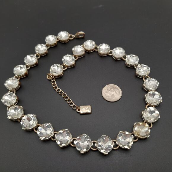Vintage Chaps Rhinestone Choker Necklace Distressed - Picture 9 of 9